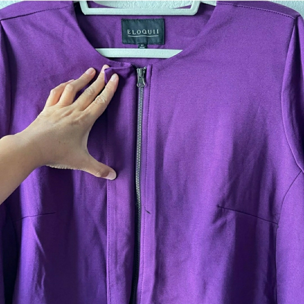 Eloquii Purple Ruffle Sleeve Blazer,  Size 22 - Picture 7 of 12